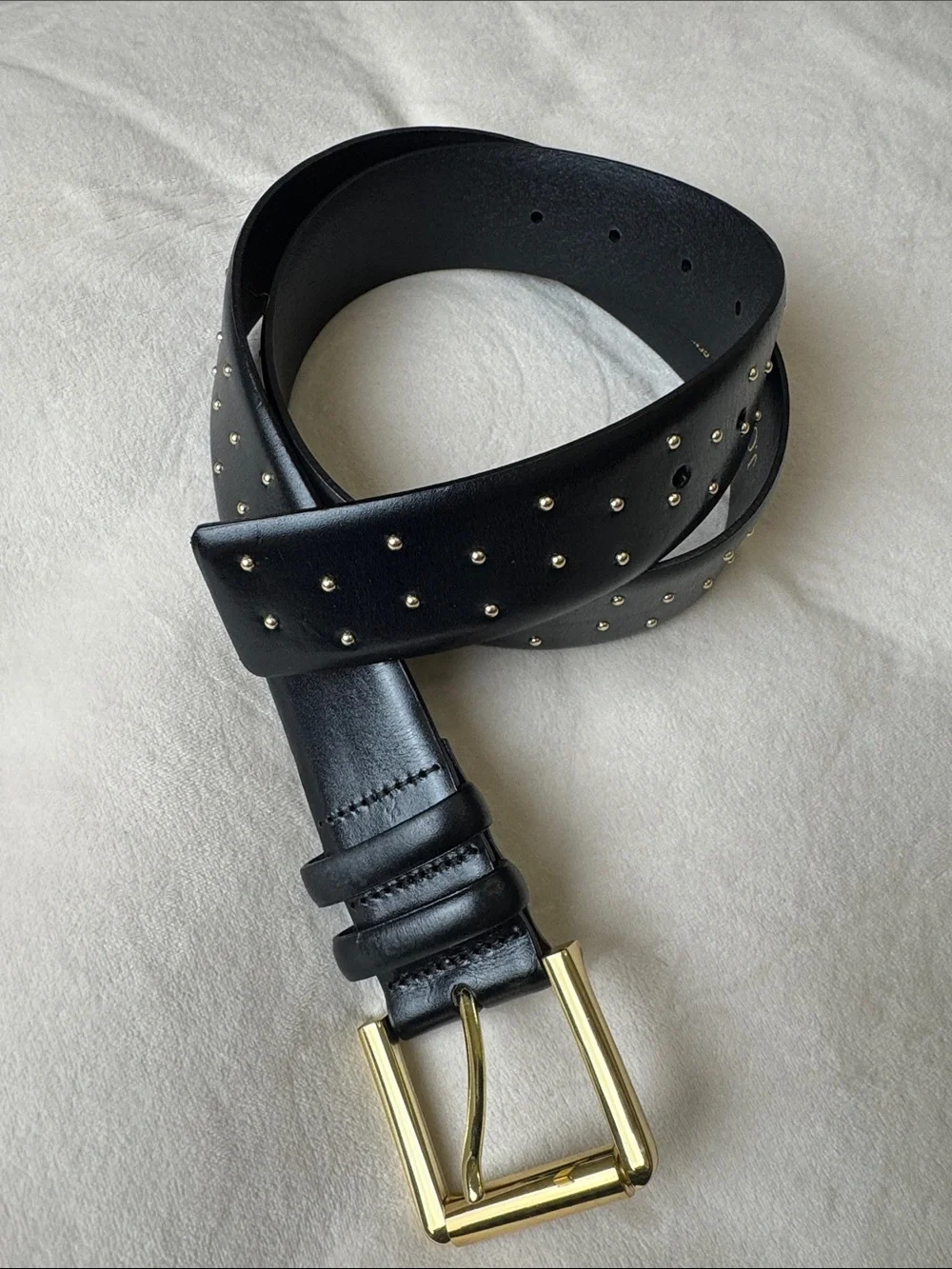 NWT J.Crew Women's Wide belt in studded Italian leather Sz S black